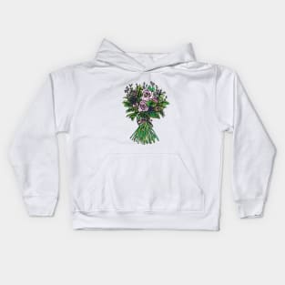 Hand-tied flower Bouquet Kids Hoodie